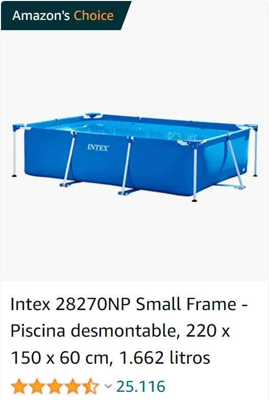 Intex 28270np small frame 220 x 150 x 60 cm 1.662 litros 